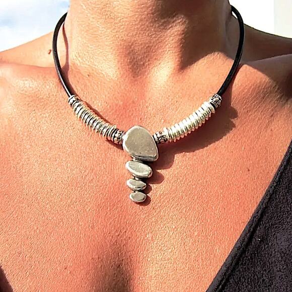 Vintage Geometric Statement Pendant Necklace, Bohemian, Boho, Tribal - Picture 1 of 5